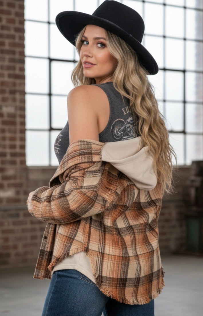 Very J Plaid Hoodie