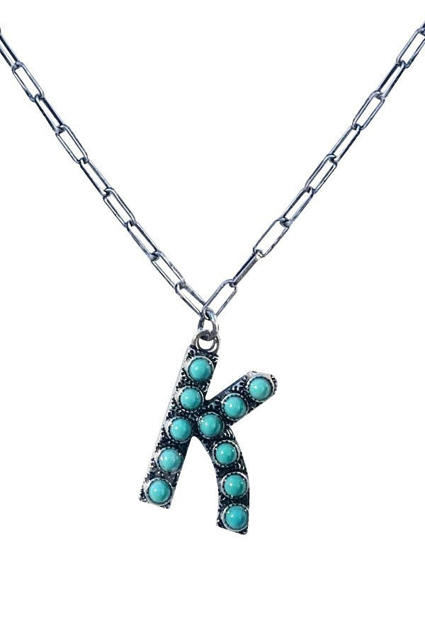 Western Turquoise Initial Necklace