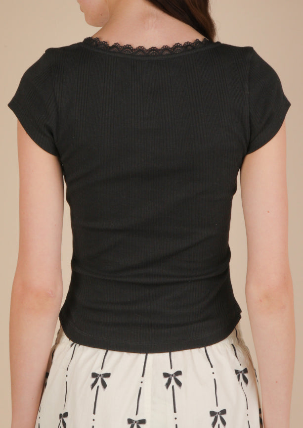 Very J Lace Trim Bow Top