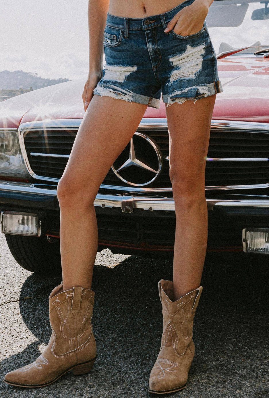 Sneak Peek Distressed Cuffed Shorts