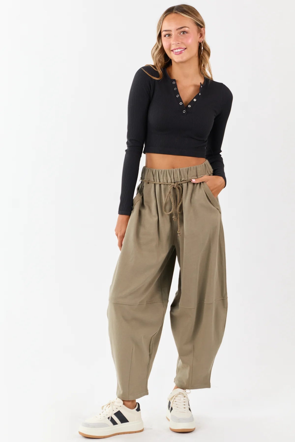 Very J Olive Barrel Pants