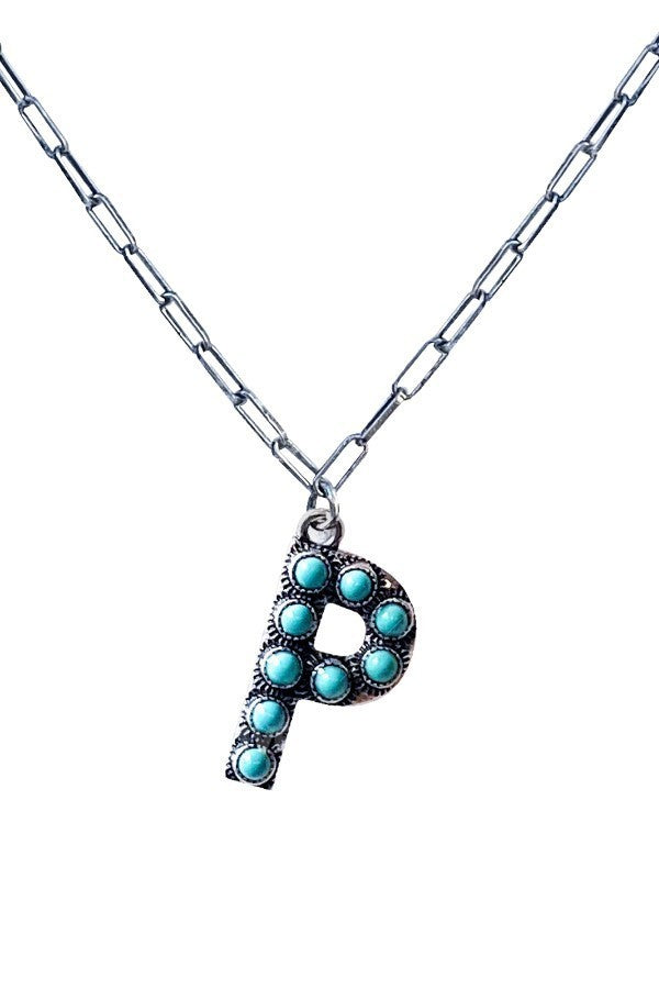 Western Turquoise Initial Necklace