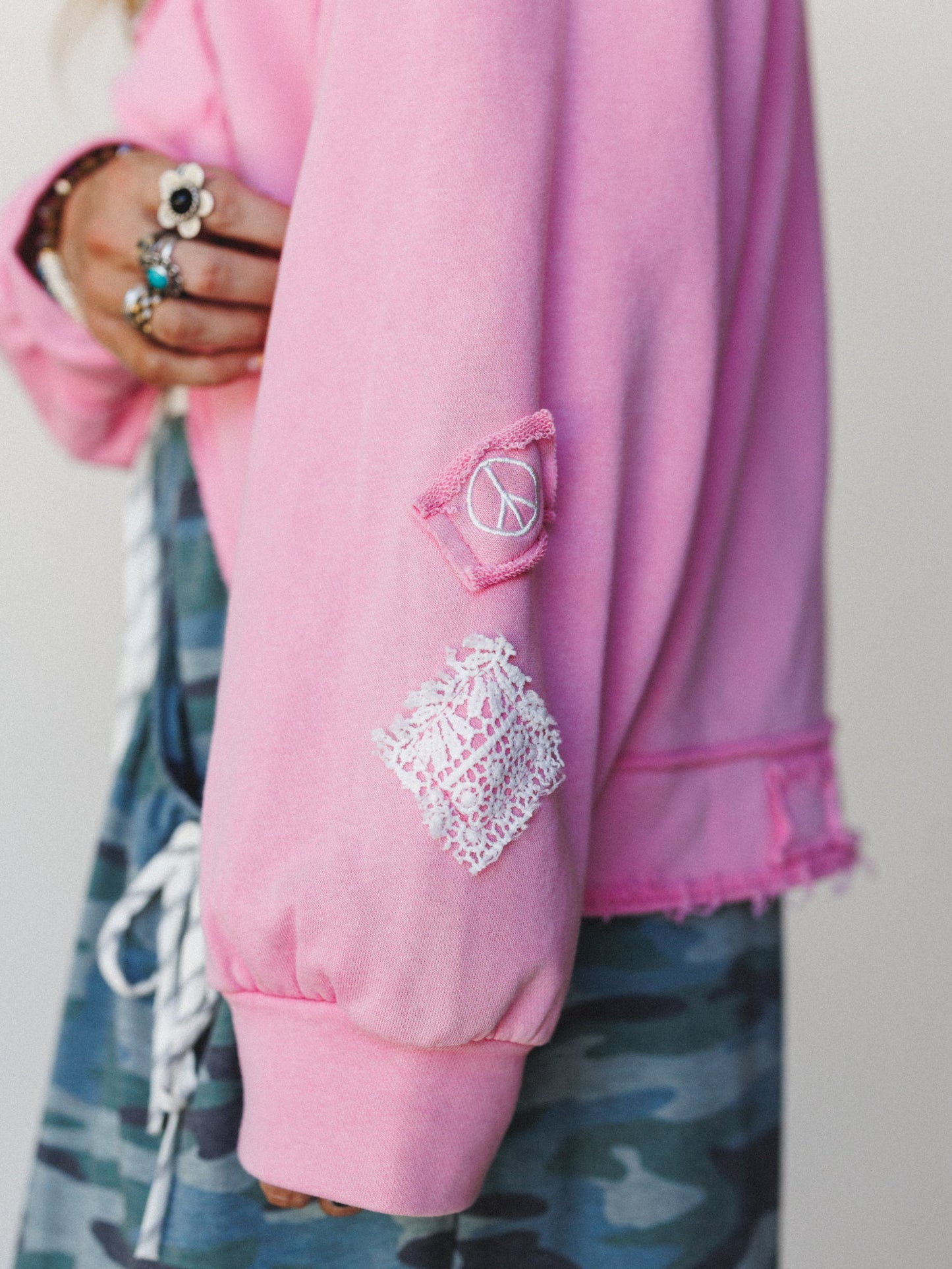 POL Patch Cross Cropped Sweatshirt