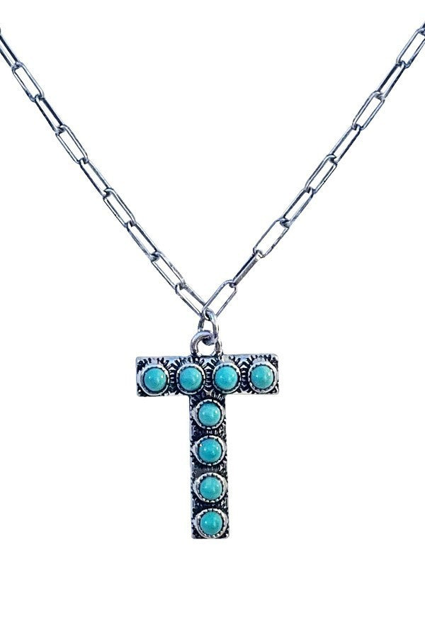 Western Turquoise Initial Necklace