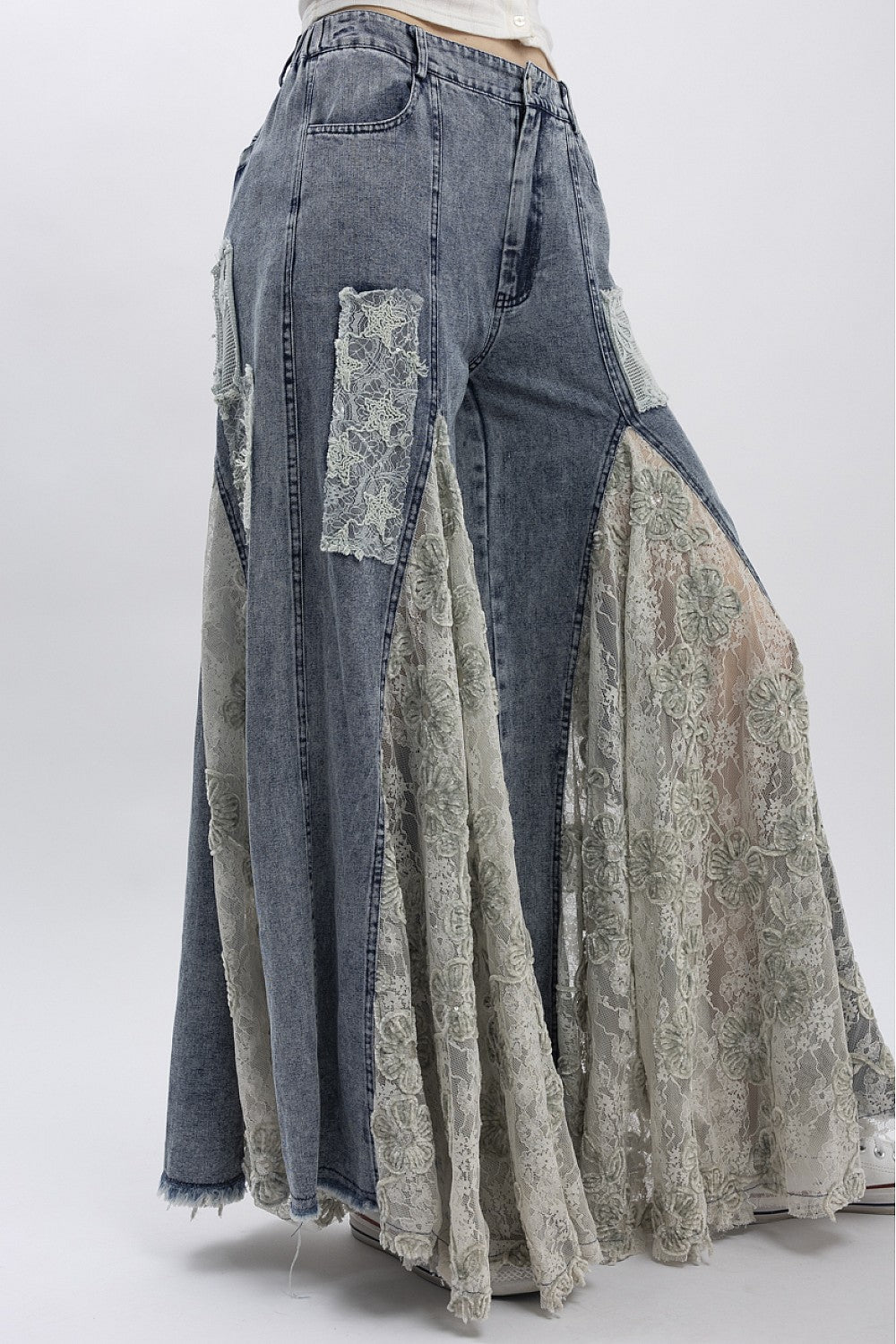 PREORDER - Floral Print Lace Panel Pants