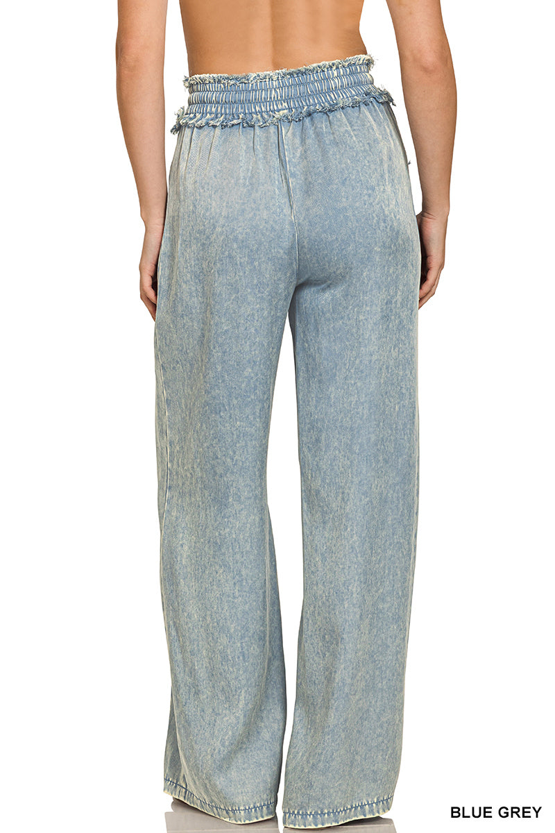 Washed Tencel Wide Leg Pants