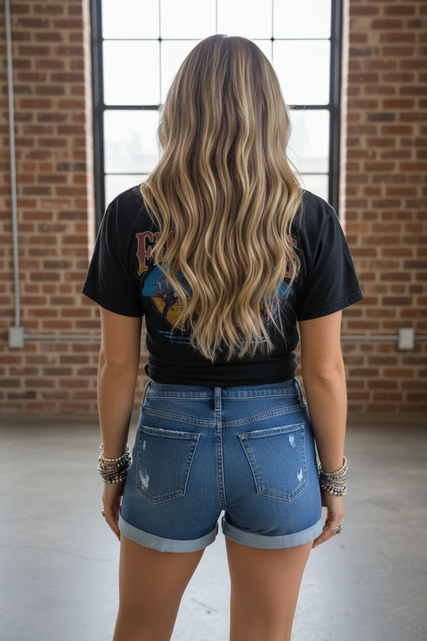 Sneak Peek Distressed Cuffed Shorts