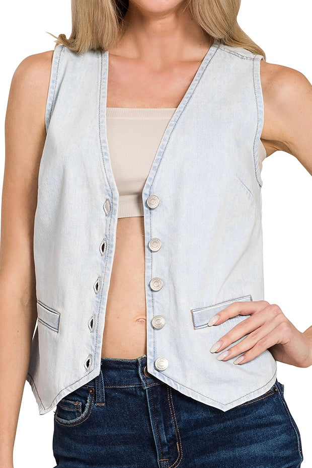 Light Wash Denim Vest