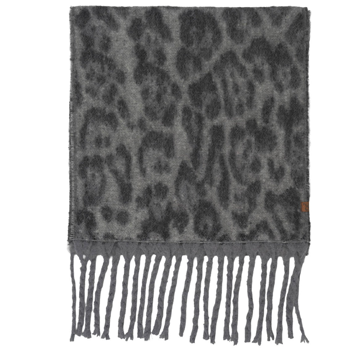 C.C Leopard Print Fringe Scarf