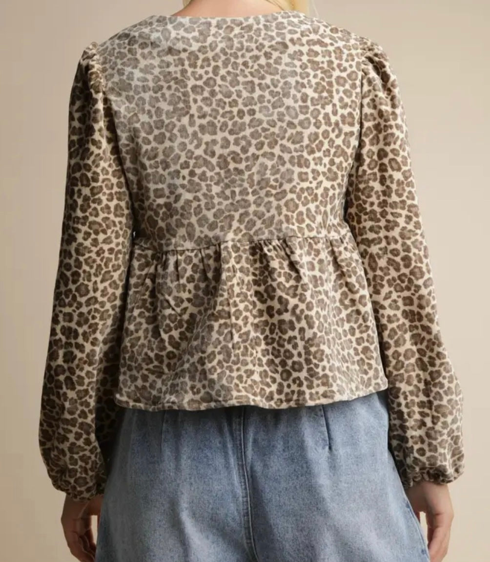 Very J Leopard Tie Front Jacket