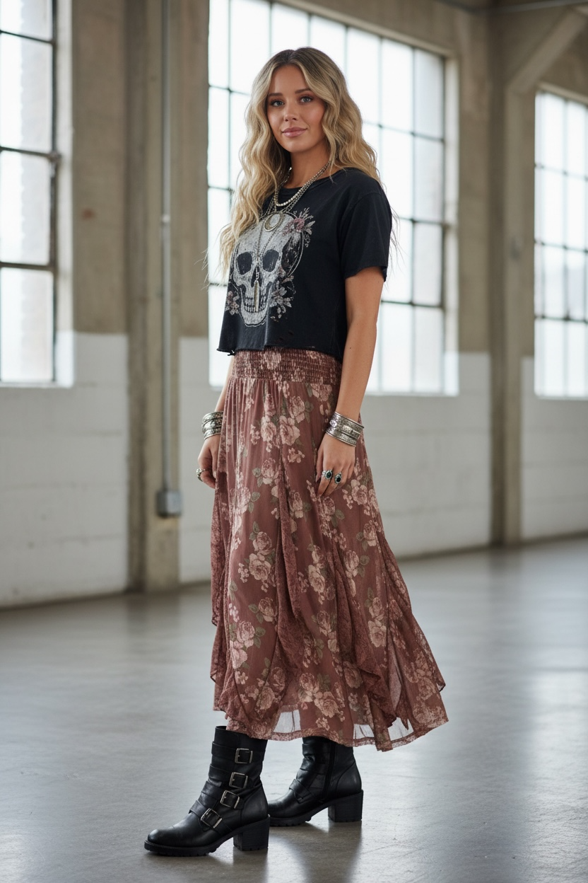 Listicle Floral Maxi Skirt