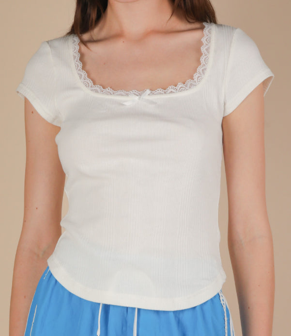 Very J Lace Trim Bow Top