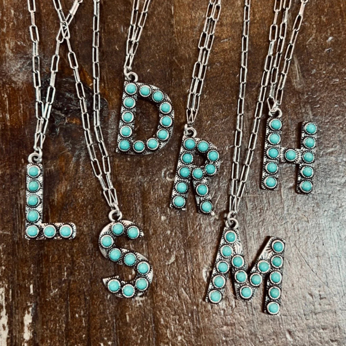 Western Turquoise Initial Necklace