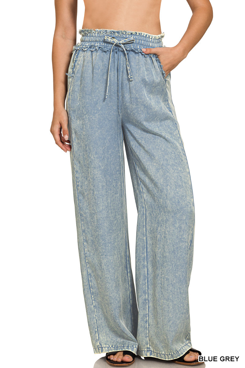 Washed Tencel Wide Leg Pants