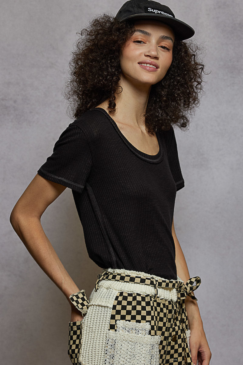 POL Contrast Stitch Tee