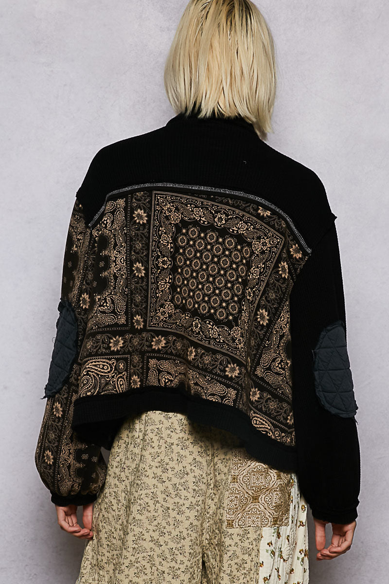 POL Bandana Print Quilted Jacket