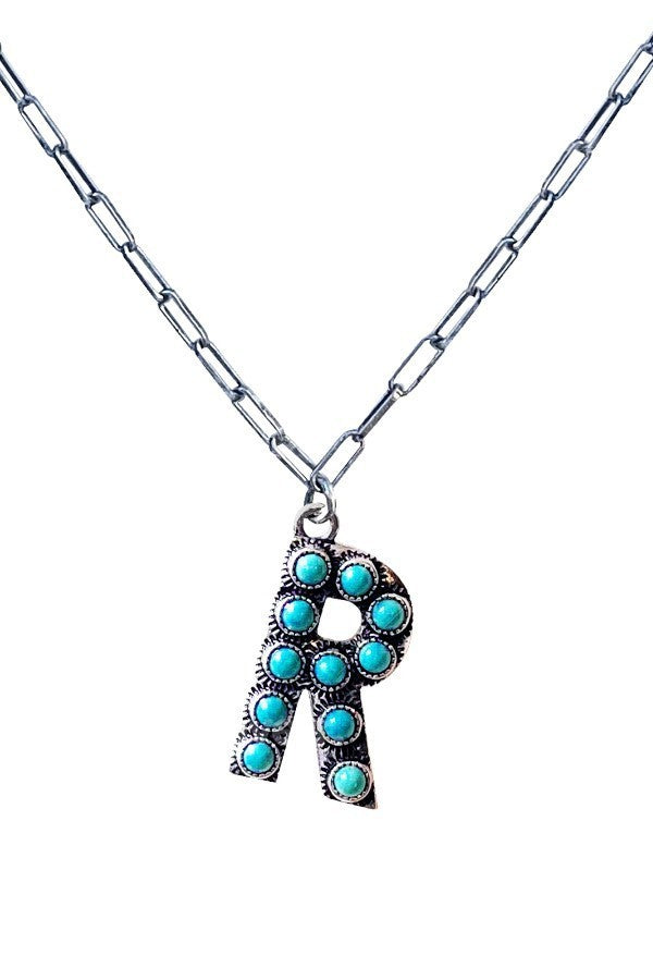 Western Turquoise Initial Necklace