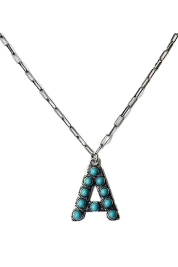 Western Turquoise Initial Necklace