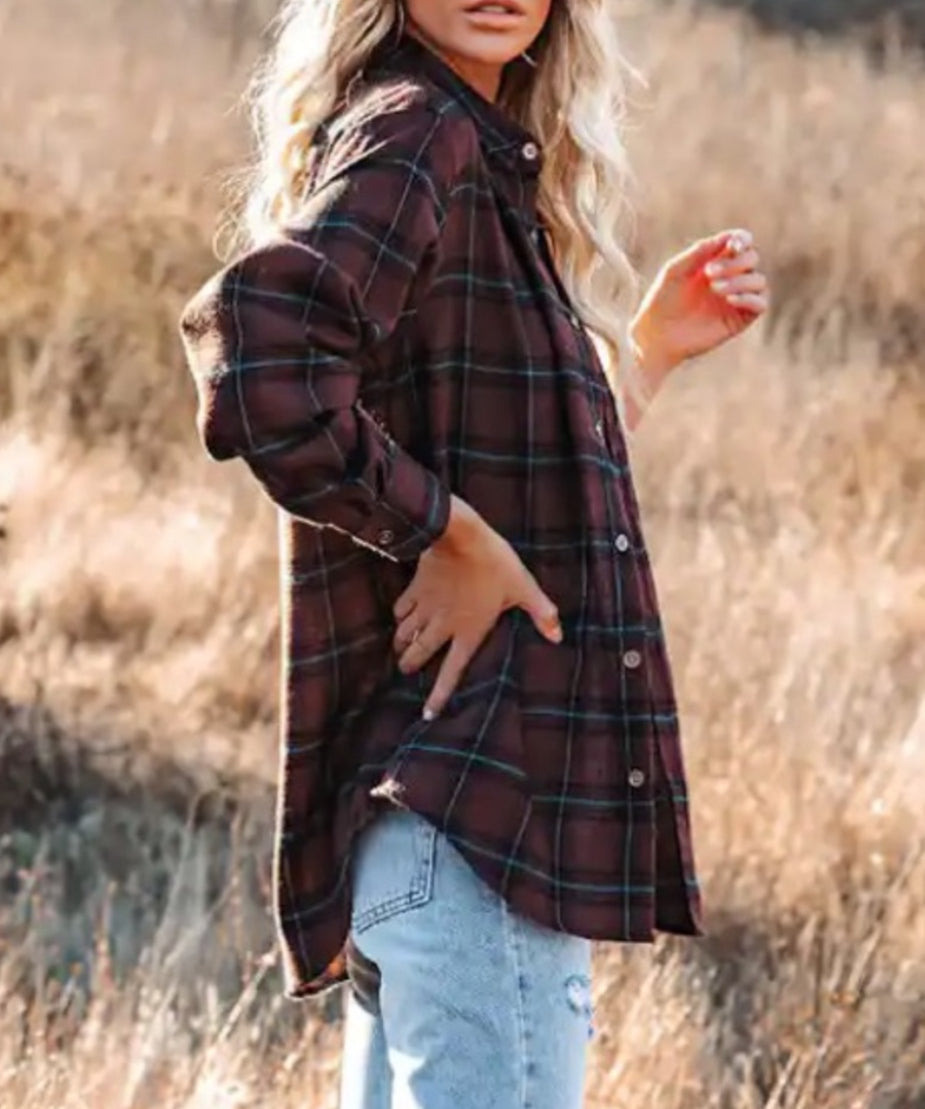 La Miel Plaid Button Down Top