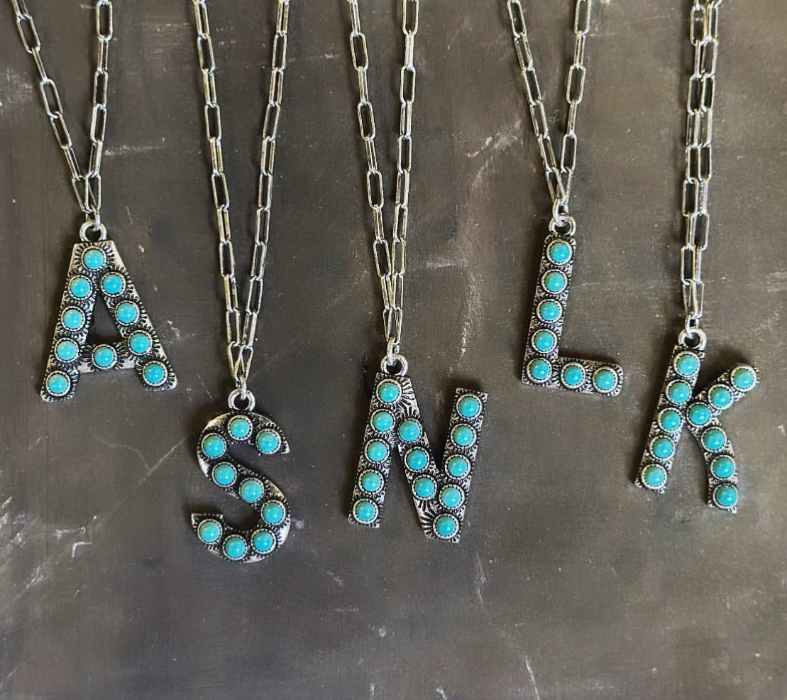 Western Turquoise Initial Necklace