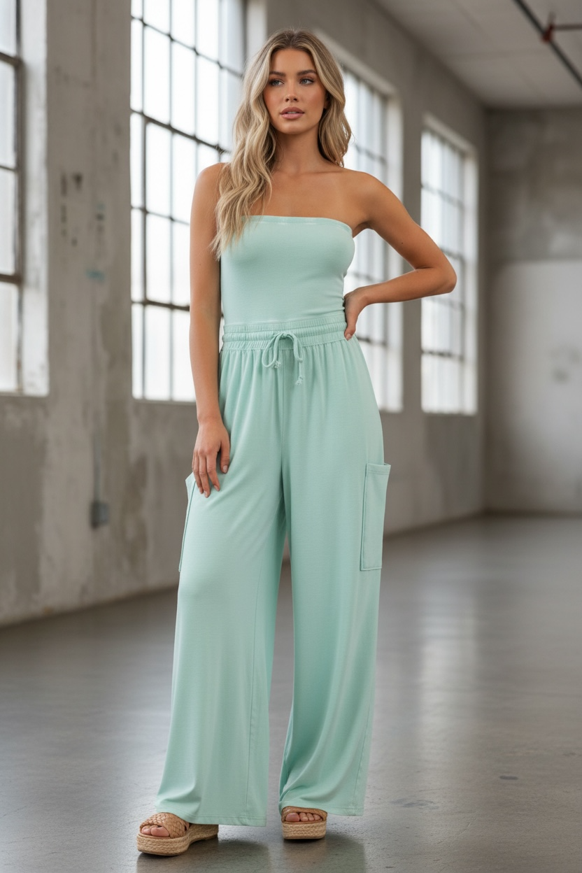 Washed Strapless Jumpsuit