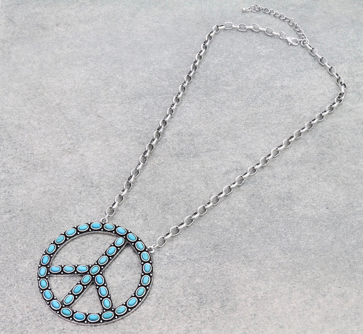 Turquoise Peace Sign Necklace