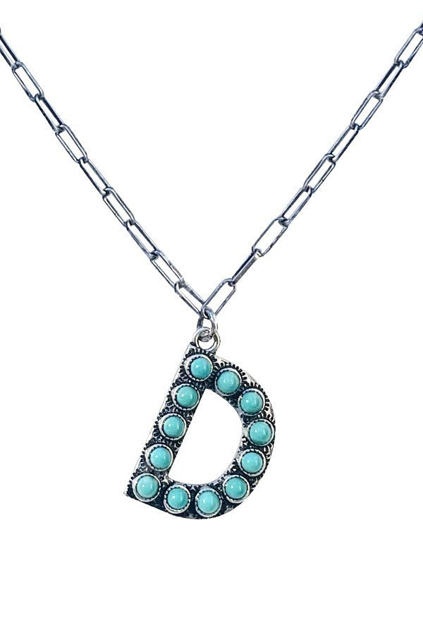 Western Turquoise Initial Necklace