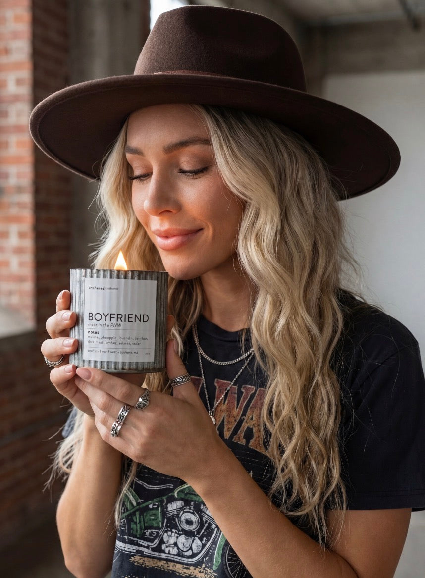 Boyfriend Rustic Vintage Farmhouse Wood Wick Candle