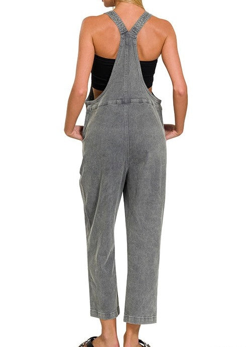 Washed Knot Strap Overalls