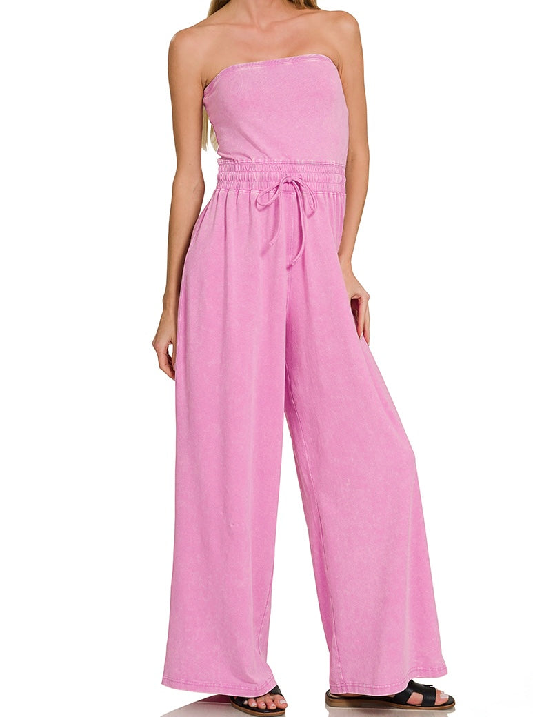 Washed Strapless Jumpsuit