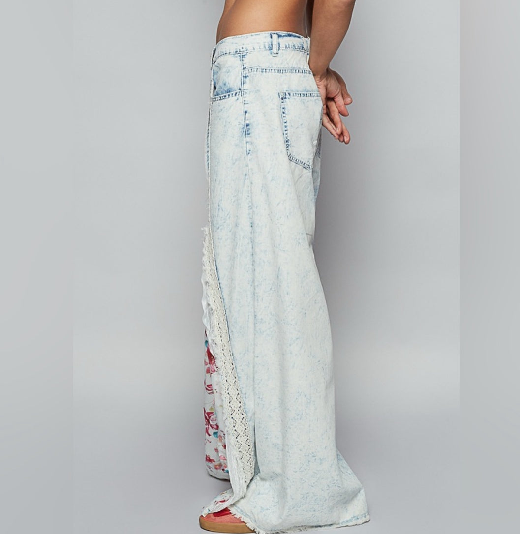 PREORDER- POL Floral & Lace Jeans