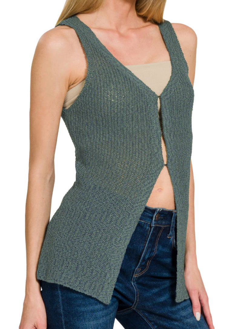 Eye-Hook Sweater Vest