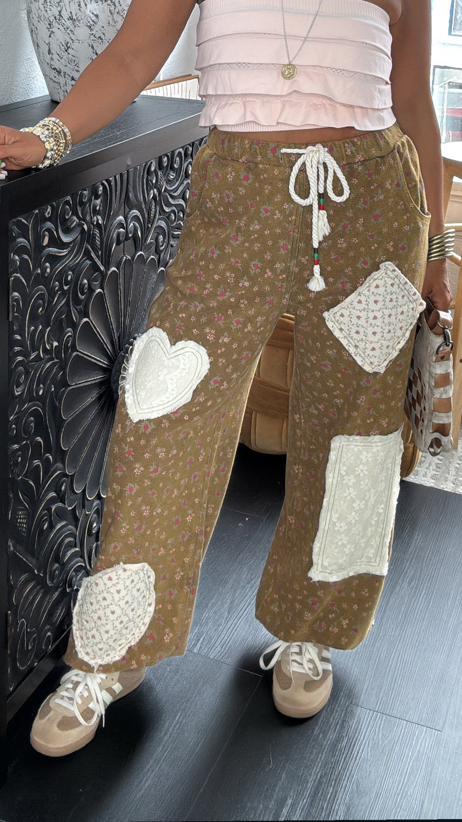 POL Floral Patchwork Jogger