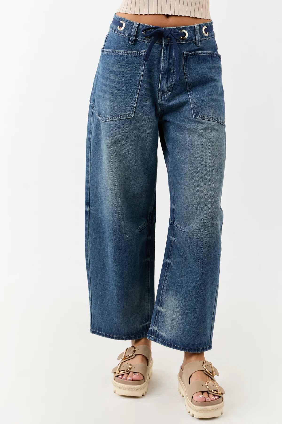 Very J Rope Barrel Jeans