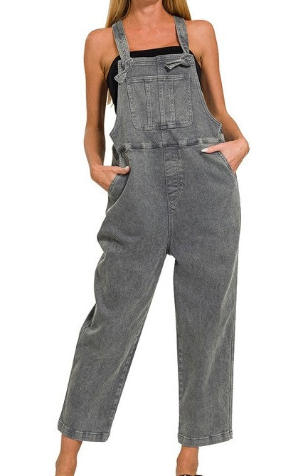 Washed Knot Strap Overalls