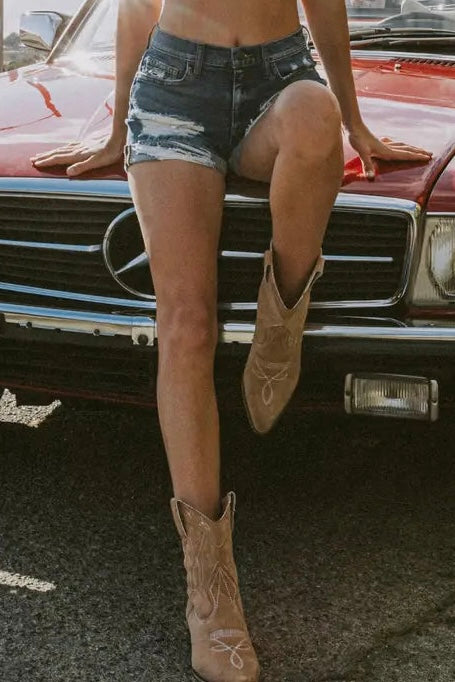 Sneak Peek Distressed Cuffed Shorts