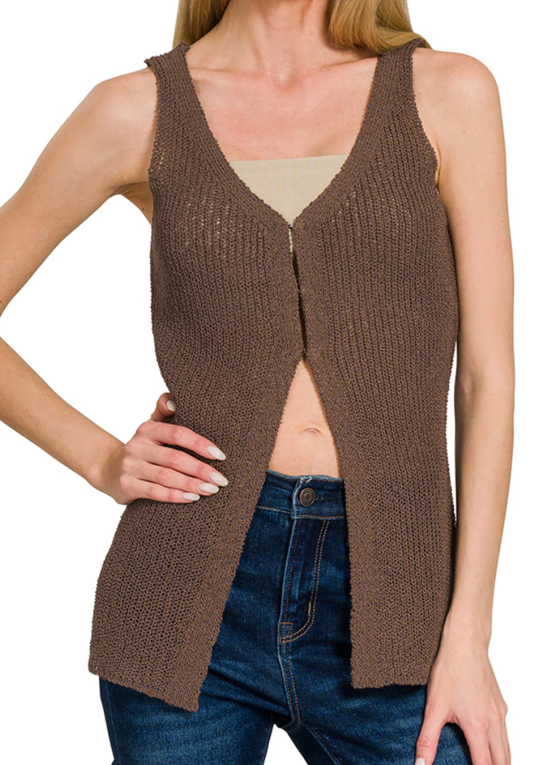 Eye-Hook Sweater Vest