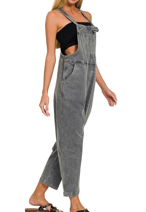 Washed Knot Strap Overalls