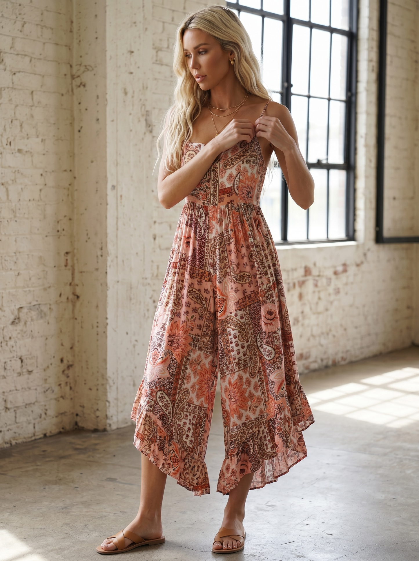 Angie Patchwork Print Jumpsuit