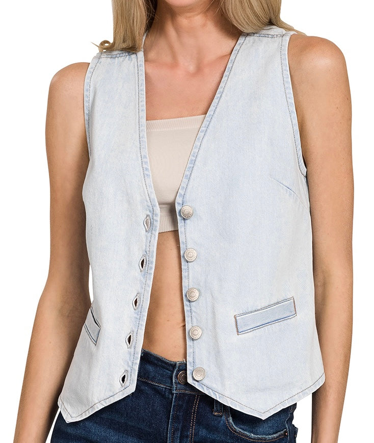 Light Wash Denim Vest