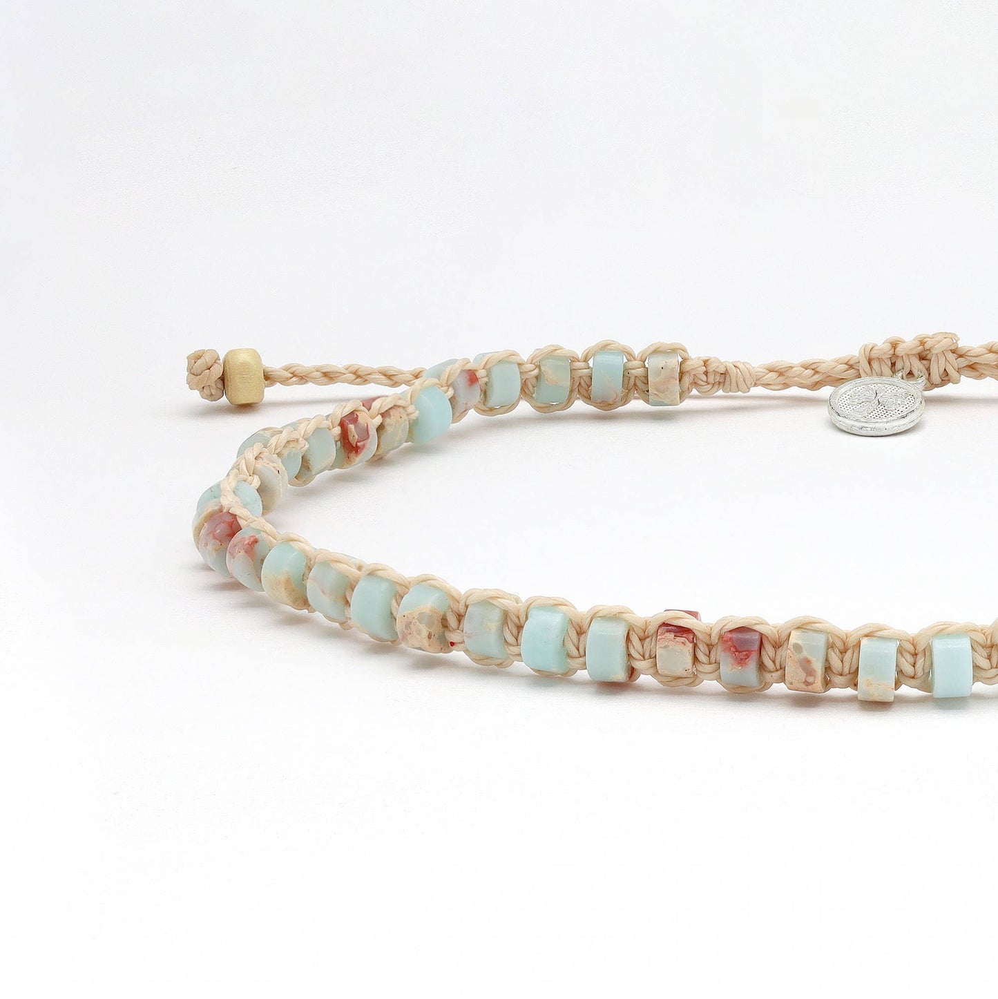 Haleakalā Stone Beaded Bracelet, Adjustable Surf Bracelet