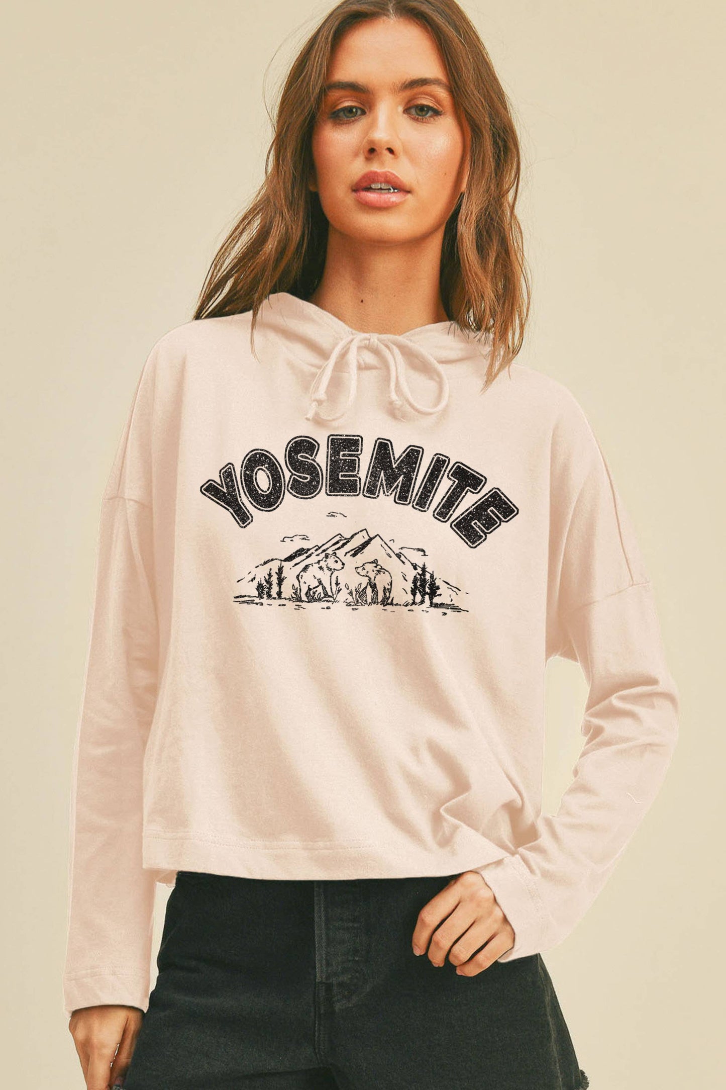Yosemite Graphic Long Sleeve Hooded T-Shirt