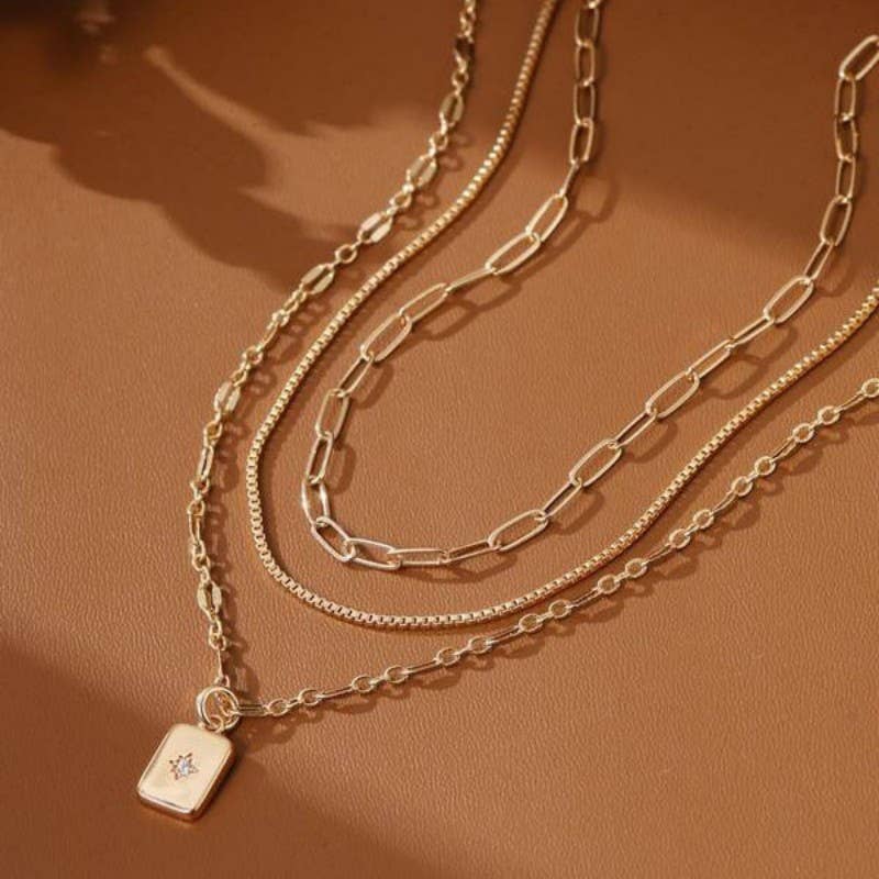18K STAINLESS STEEL TARNISH FREE LAYERED NECKLACE | 40NK9532
