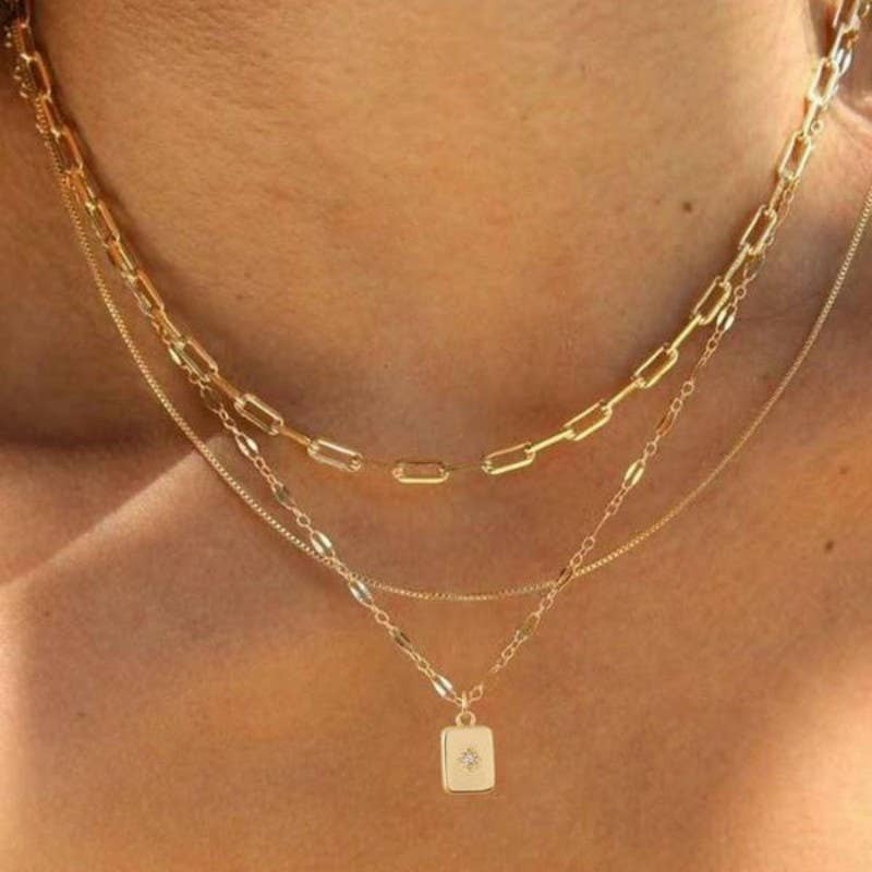 18K STAINLESS STEEL TARNISH FREE LAYERED NECKLACE | 40NK9532
