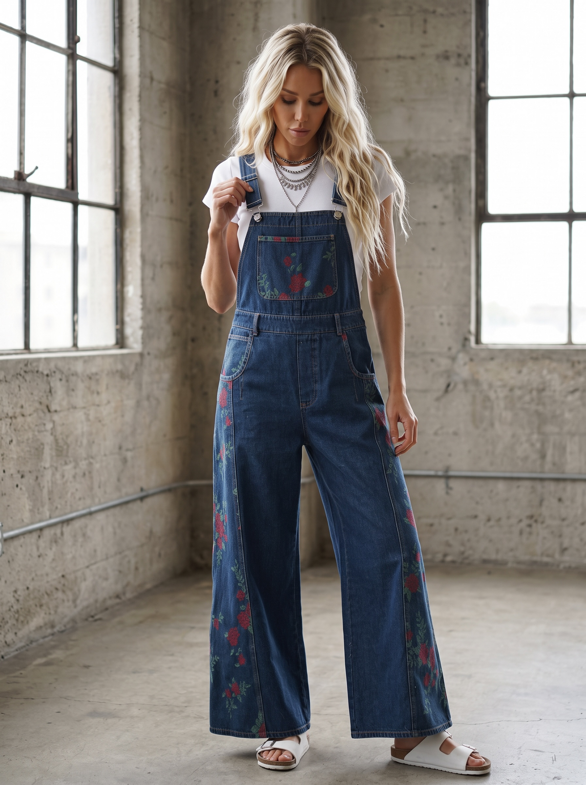 Eesome Rose Print Overalls