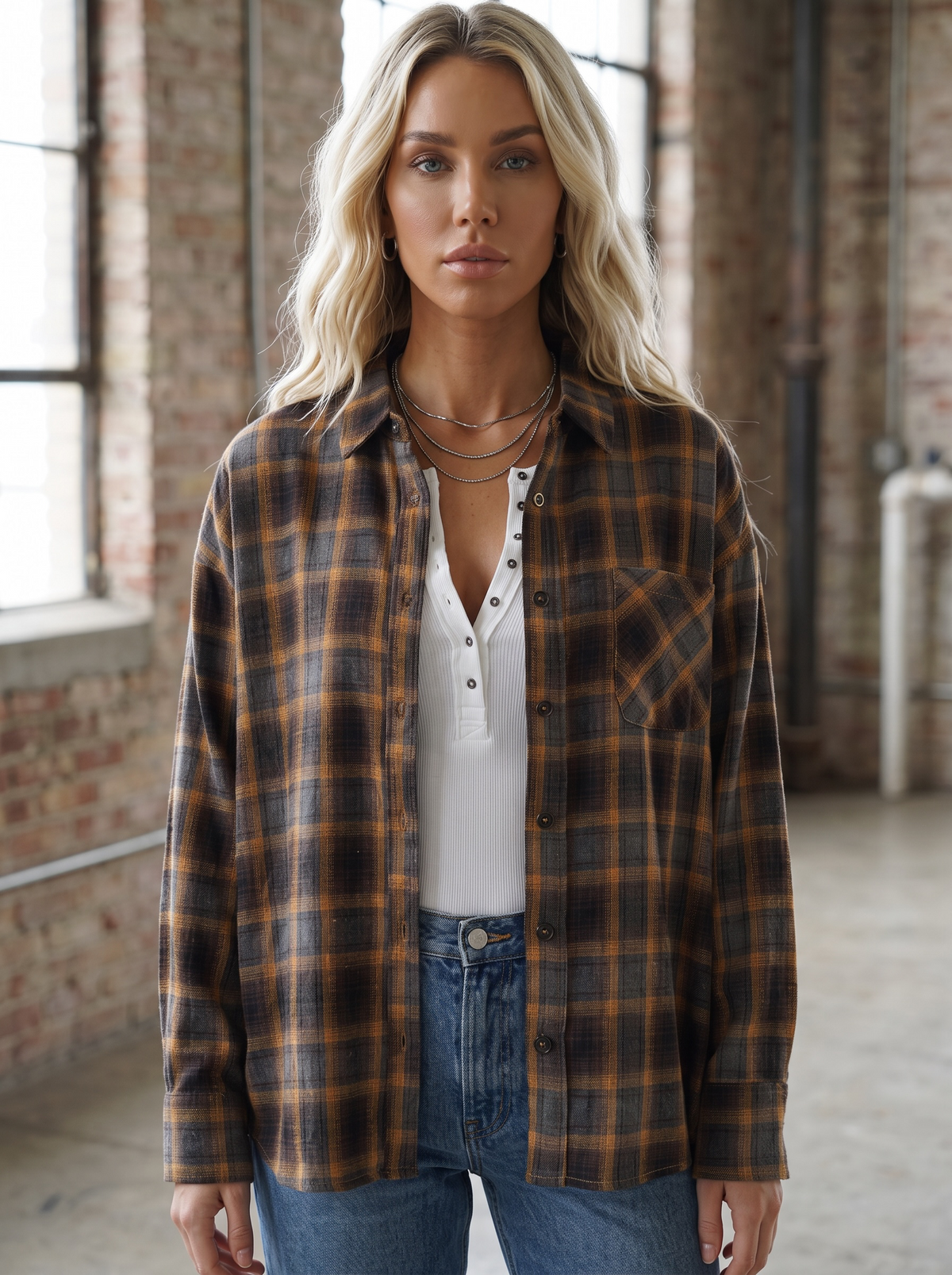 Plaid Button Down Top