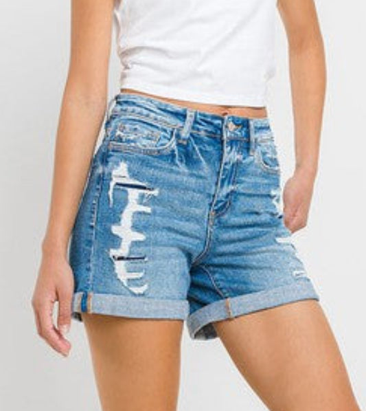 High Rise Double Cuff Shorts