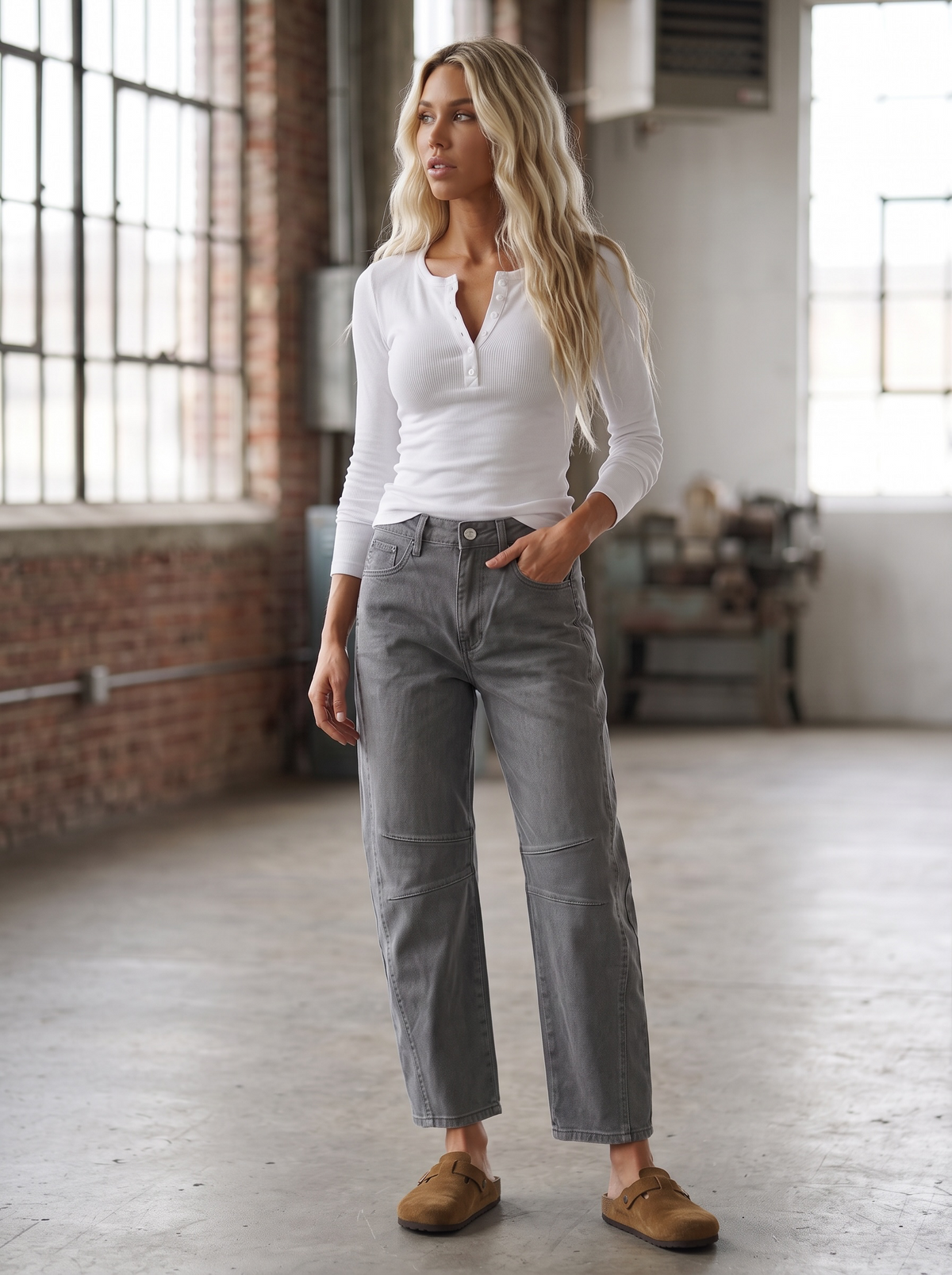 Washed Barrel Jeans