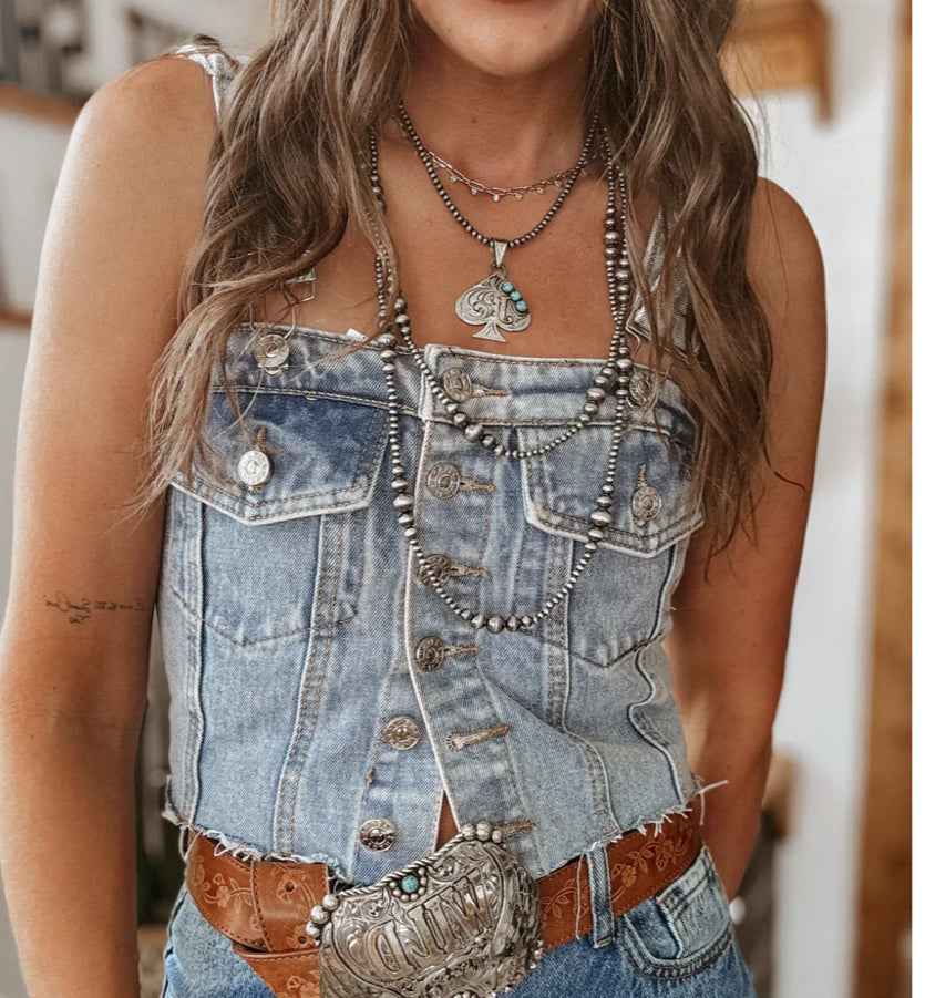 Cropped Denim Tank