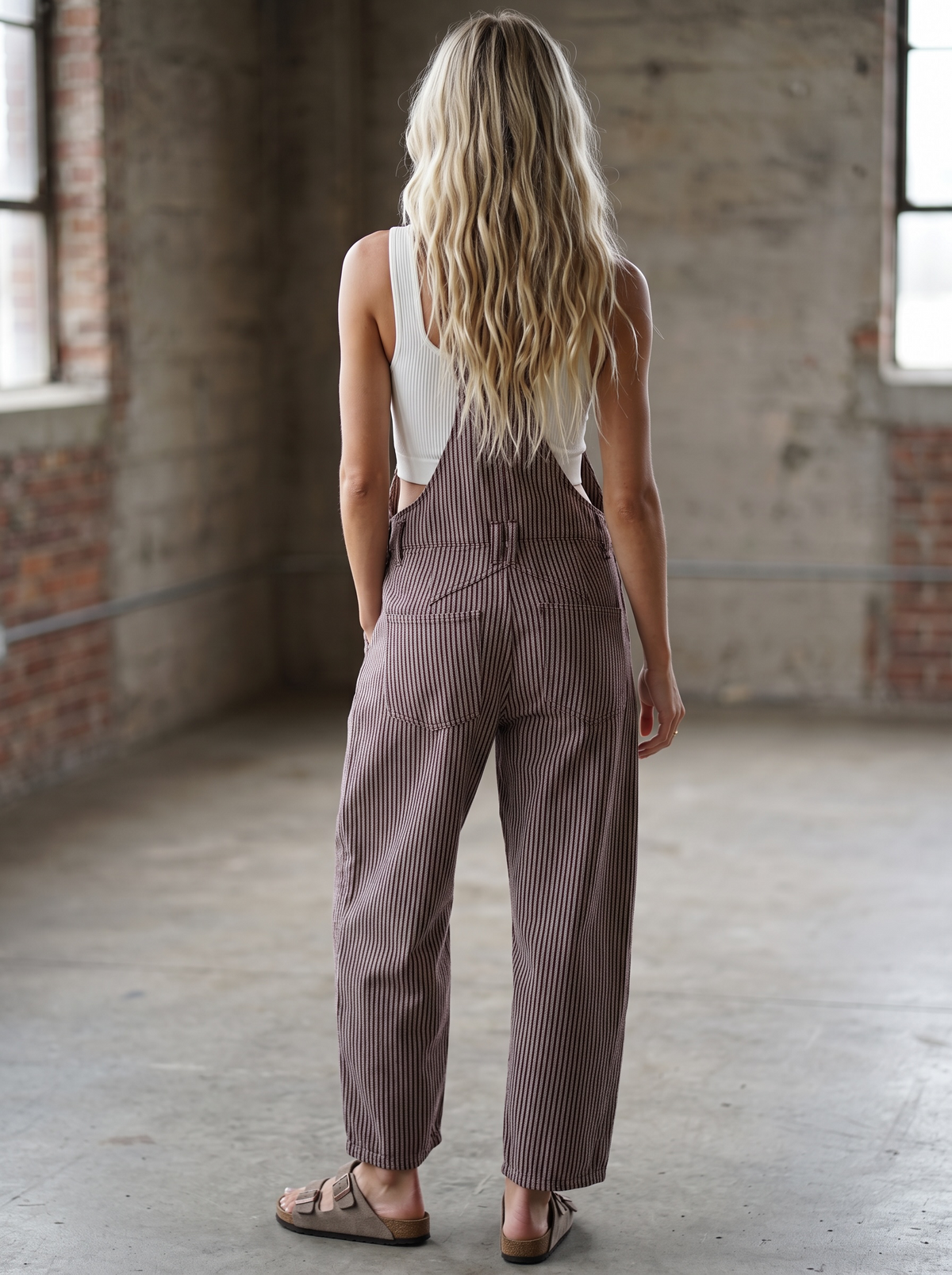 Eesome Striped Barrel Overalls